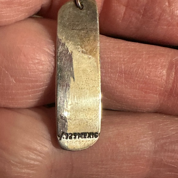 Sterling Silver & Copper Etched Tree Design Dangle Earrings 1.25"  Mexico - Picture 5 of 5